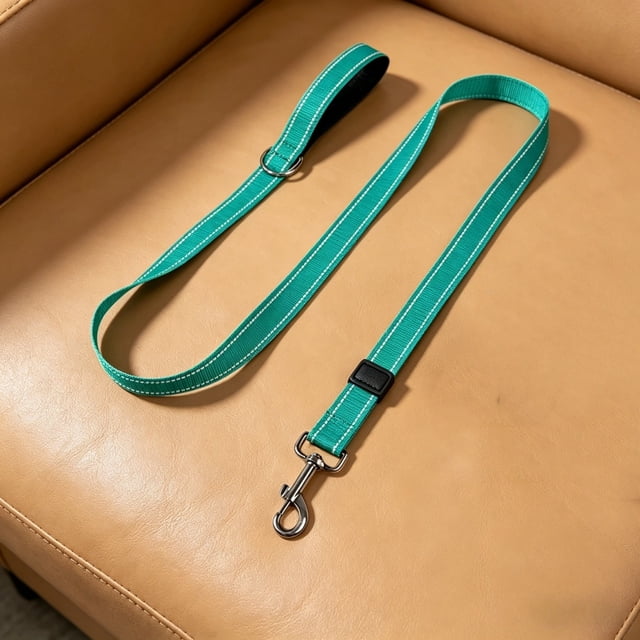 Tong Double Handle Reflective Leash Heavy Duty Nylon Leash With Two Padded Handles Traffic Control For Medium To Large Ideal For Training And Night Walks