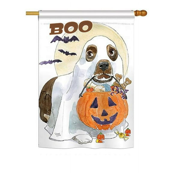 Breeze Decor BD-HO-H-112086-IP-BO-DS02-US 28 x 40 in. Seasonal Halloween Impressions Decorative Vertical House Flag - Halloween Boo Doggie Fall
