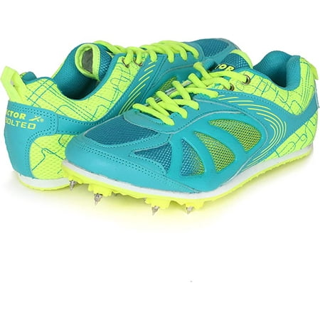 

KD Vector Track Shoe Sprint Athletic Spike Long Jump Relay Running Shoe Hurdling (Size UK 2 - UK 10) Bolted (Sea Green-F.Green) UK03