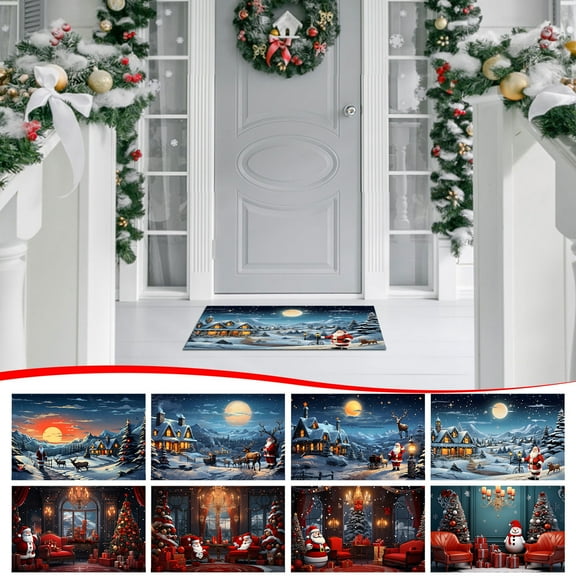 Nkmbld Christmas Door Mat Outdoor, Christmas Home Decor Welcome Floor Mat, Living Room Carpet Floor Decoration, Elegant Winter Holiday Doormat