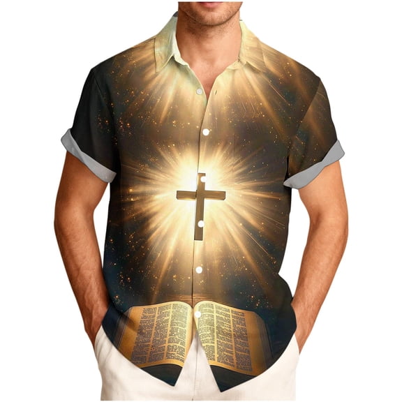 Stamzod Short Sleeve Button Down Men Shirt Print Casual Shirts Big & Tall Summer Beach Shirts Dark Gray XXXXXL