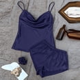 thumbnail image 3 of Pijama de seda de hielo de color sólido para mujer, pantalones cortos con tirantes finos para el hogar, traje sexy y liviano de dos piezas para el hogar, 3 of 4