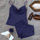 thumbnail image 3 of Pijama de seda de hielo de color sólido para mujer, pantalones cortos con tirantes finos para el hogar, traje sexy y liviano de dos piezas para el hogar, 3 of 4