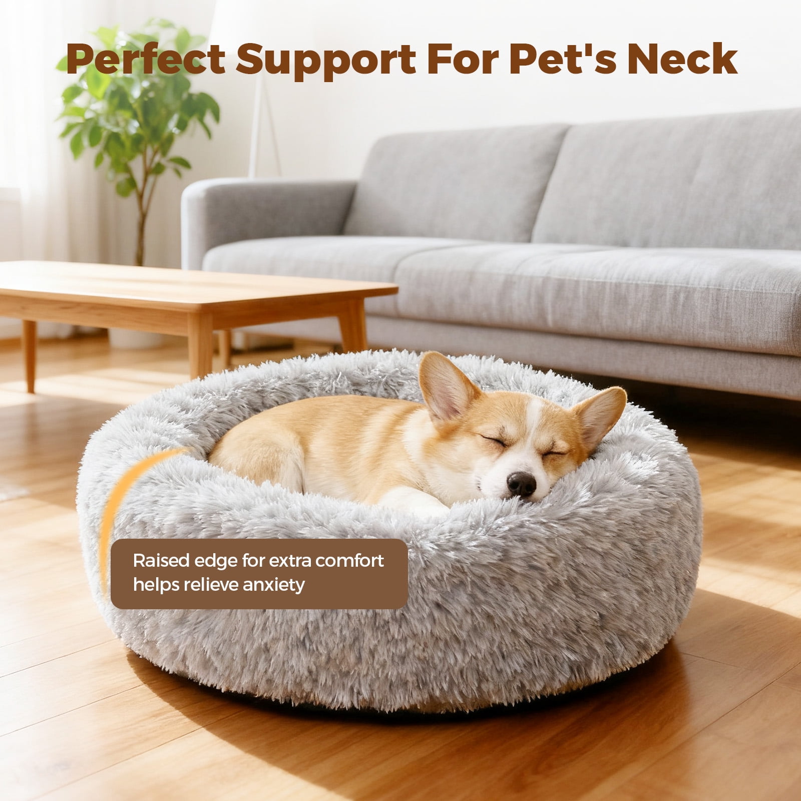 YARRAMATE Dog & Cat Bed, Washable and Anti-Slip Plush Pet Sleeping Mat, Comfort Round Pet Bed for Large Dogs (24"x24"x8")