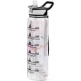thumbnail image 2 of Water Bottles, 1L Clear Water Bottle with Straw Time Markings Purple Marble Opal Fluid Big Sports Gym Water Bottle for Adults Student Work, Leakproof, 2 of 7