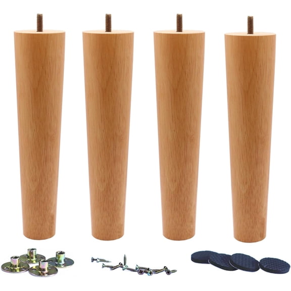 PLERISE 10 Inch Solid Wood Furniture Legs Set of 4, Heavy Duty Straight Sofa Chair Ottoman Dresser Coffee Table Cabinet Couch Legs