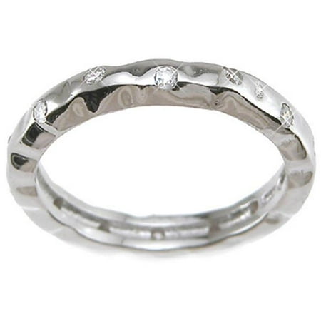 Plutus kkr6429 925 Sterling Silver Rhodium Finish CZ Brilliant Fashion Wedding Band Size 5