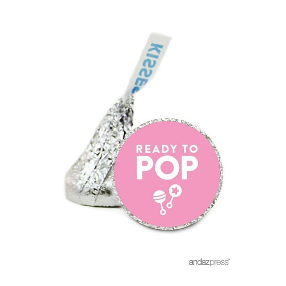 Pink Ready To Pop Baby Shower Hershey´s Kisses Stickers, 216-Pack