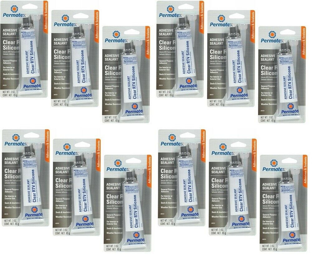 Permatex 80050 Clear RTV Silicone Adhesive Sealant 3oz New Tube Design
