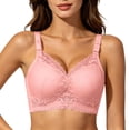 thumbnail image 3 of DDAPJ pyju Women's Floral Lace Push Up Bra No Underwire Seamless Supportive Bras Full Coverage T-Shirt Bralette Comfortable Everyday Bras Pink 36, 3 of 6