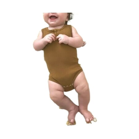 

Cute Newborn Baby Boy Girl Cotton Romper Jumpsuit Solid Sleeveless Outfit Casual Clothes