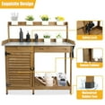 thumbnail image 3 of PETSCOSSET Brown Wood Garden Potting Bench, Galvanized Metal Tabletop, 3 of 10