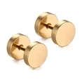 thumbnail image 1 of EXHUMKY 3Ensemble Boucles d'Oreilles Clous en Acier Inoxydable Doré Design Haltère pour Hommes, 1 of 5