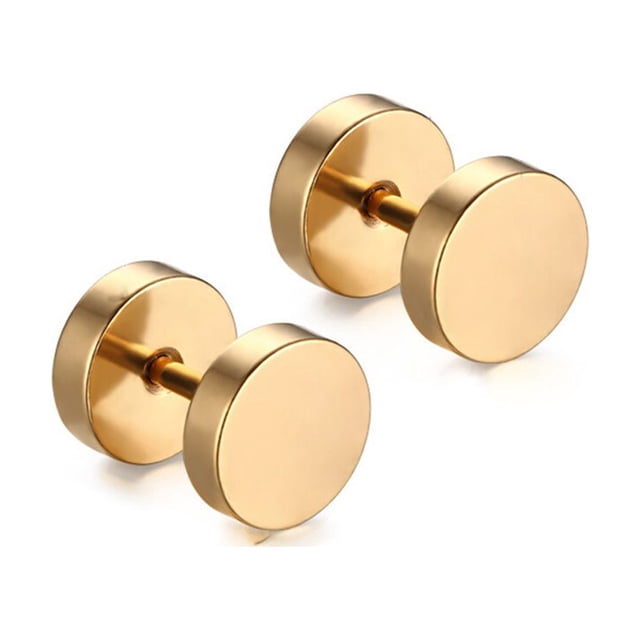 EXHUMKY 3Ensemble Boucles d'Oreilles Clous en Acier Inoxydable Doré Design Haltère pour Hommes