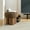Brown, variant on Greige Upholstered Mushroom Stool With Walnut Feature - Versatile And Stylish Seat In Finish Comfort Pad Useful
