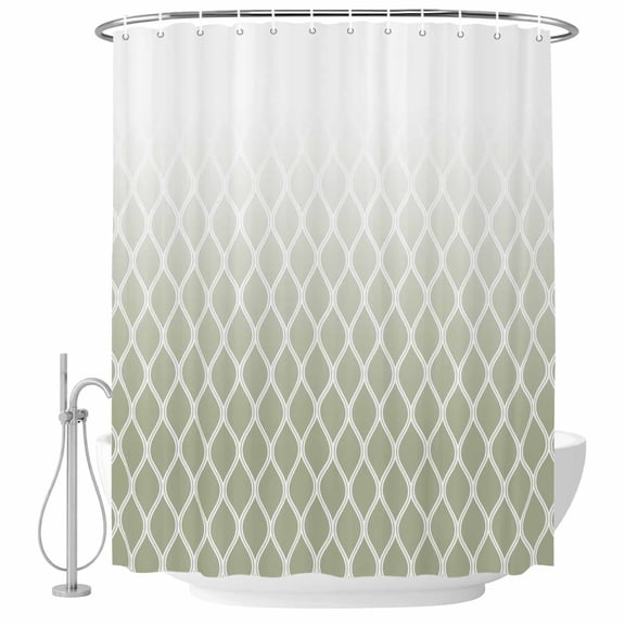 Sage Green Ombre Stripe Shower Curtain, Waterproof Shower Curtains for Bathroom, Modern Abstract Gradient Striped Washable Fabric Bathtub Curtain Set Bath Decor with 12 Hooks 72"x78"