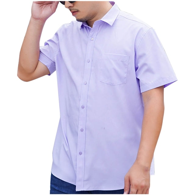 YanHoo Button Down Shirts for Men Short Sleeve Button Up Beach Shirts Solid Casual Summer T-Shirts