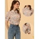 thumbnail image 2 of Blusa con cuello Peter Pan para mujer con ribete en contraste y manga farol campesina floral blanco XS, 2 of 6