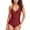 Wine red, variant on Sexy Women's Deep V One Piece Swimwear Solid Backless Swimsuit Plus Size Bikini Bathing Suit