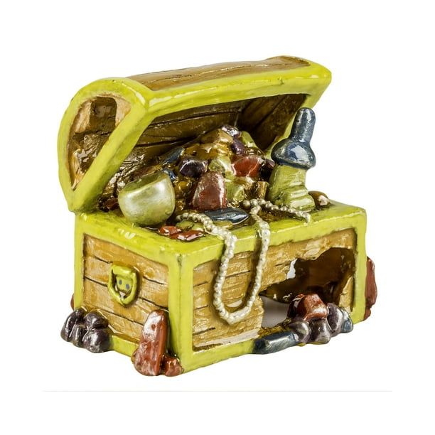 GloFish Treasure Chest Ornament, Large, Detailed Aquarium Ornament