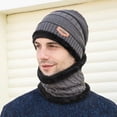 thumbnail image 3 of Clearance! Fdelink Beanie Hat Winter Hats Men's Winter Knitted Fleece Windproof Hat Scarf Gloves Three-piece Winter Knitted Hat Men's Warm Hat Grey, 3 of 5