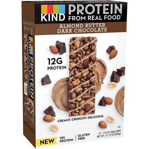 KIND Protein Bars Gluten-free, Trans Fat Free, Individually Wrapped, Low Sodium, Low Glycemic - Almond Butter Dark Chocolate - 1.76 oz - 12 / Box