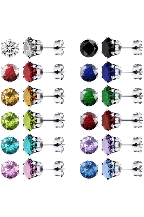 Stud Earrings for Women Hypoallergenic Earrings Set 12 Pairs Value Packaging