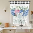 thumbnail image 2 of Tie Up Curtains for Windows Hydrangea Flower Valance Adjustable Balloon Curtain Eucalyptus Leaves Black Plaid Tie Up Shades for Kitchen Living Room Bedroom Privacy Curtain Drape 34x45 Inch, 2 of 9