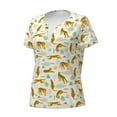 thumbnail image 2 of Goofa Leopard Print Pattern Womens Deep V Neck Low Cut Tops Casual Summer Short Sleeve Ribbed Knit T-Shirts-Large, 2 of 5