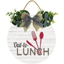 Eveokoki 11" Out To Lunch Sign, Out To Lunch Wood Door Sign For Dining Break Room,Food Kitchen,Office Work,Wood Sign,Business Sign
