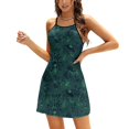 thumbnail image 1 of Arachnid Collective - Robe Verte Ample avec Poches pour Femmes Robe Décontractée Col en V Robe Imprimée Motif Araignées Arthropode Vert, 1 of 5