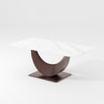 thumbnail image 2 of POVISON 63"Modern Luxe Dining Table for 4，Rectangular White Sintered Stone Table, Crescent Moon Shape, Carbon Steel Base, 2 of 5