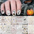 thumbnail image 1 of 1500 Pegatinas de uñas para Halloween de TailaiMei, 12 hojas de plantillas autoadhesivas para arte de uñas DIY en Halloween, Incluye calabaza/murciélago/fantasma/bruja, etc, 1 of 3