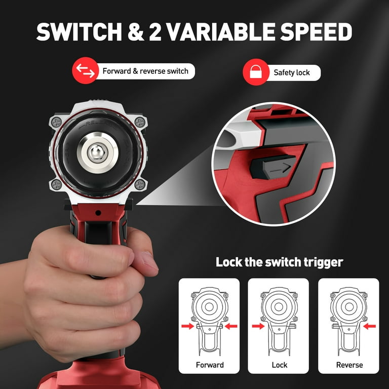 Cshidworld 20V Cordless Power Drill Set, Drill Kit with 2 Lithium-Ion & Charger, 3/8" Keyless Chuck, Electric Drill W/ 2 Variable Speed & LED Light, 25+1 Position and 34pcs Drill/Driver Bits(Red)