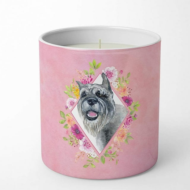 Caroline's Treasures Schnauzer Fleurs Roses 10 oz Pot de Soja Décoratif-Bougies