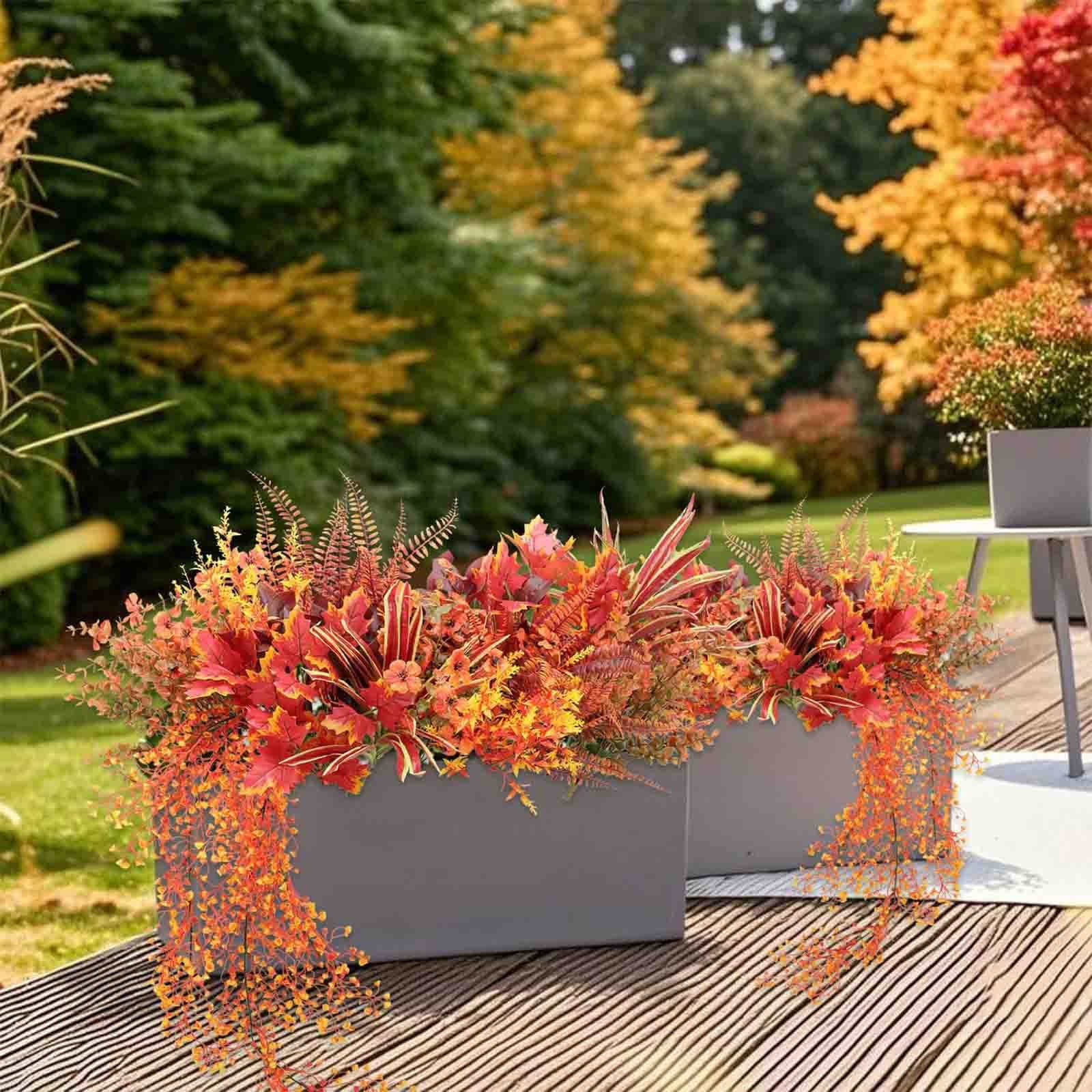Xuniizn Artificial Fall Flowers Bouquet for Decoration, 15Pcs Fall Fake Silk Flower Arrangements Fall Decorations for Home Indoor Office Wedding Bride Bouquets Tables Centerpieces Fall Decor
