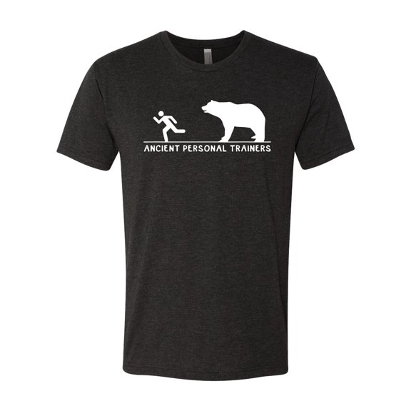 Wild Bobby Ancient Personal Trainers Funny Bear Chase Men Premium Tri Blend Tee