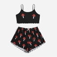 thumbnail image 1 of Pijamas con estampado de setas para mujer, ropa de dormir con cuello en V, sin mangas, Sexy, Y2k, traje de casa, 1 of 3