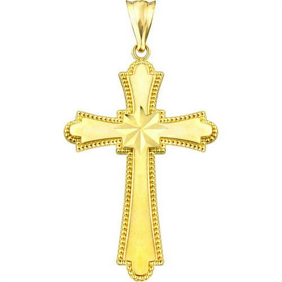 US GOLD Handcrafted 10kt High-Polish Cross Charm Pendant