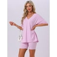 thumbnail image 3 of DARING DIVA Pajamas V Neck Workout Reversible Tracksuit Shorts Set S Bright Pink, 3 of 6