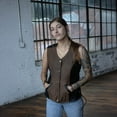 thumbnail image 6 of Milwaukee Leather MLL4508 Women's 'Trickster' Vintage Two Tone Crazy Horse Brown and Black Leather Club Style Motorcycle Vest 3X-Large, 6 of 9