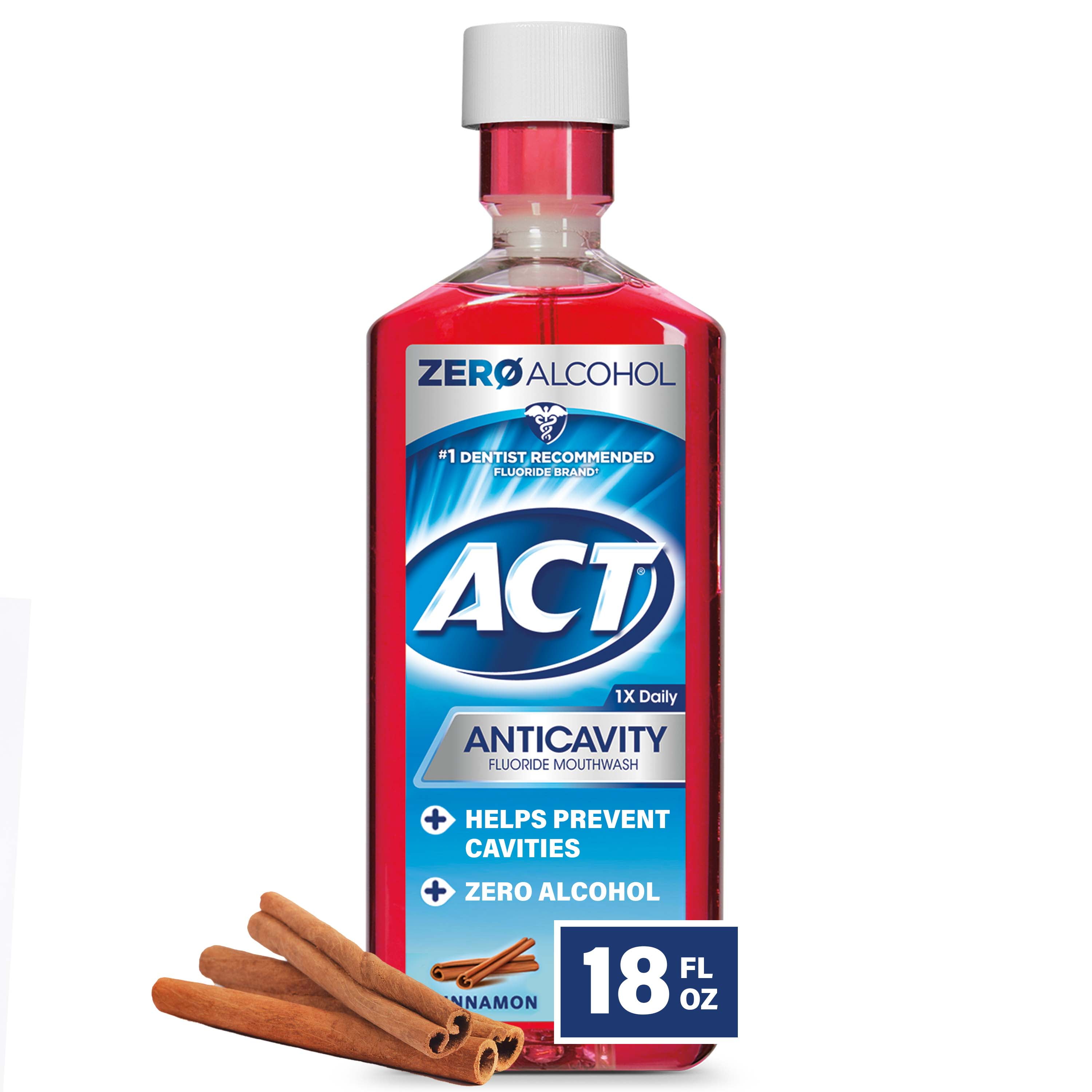 ACT Anticavity Fluoride Mouthwash With Zero Alcohol, Cinnamon, 18 fl. oz.