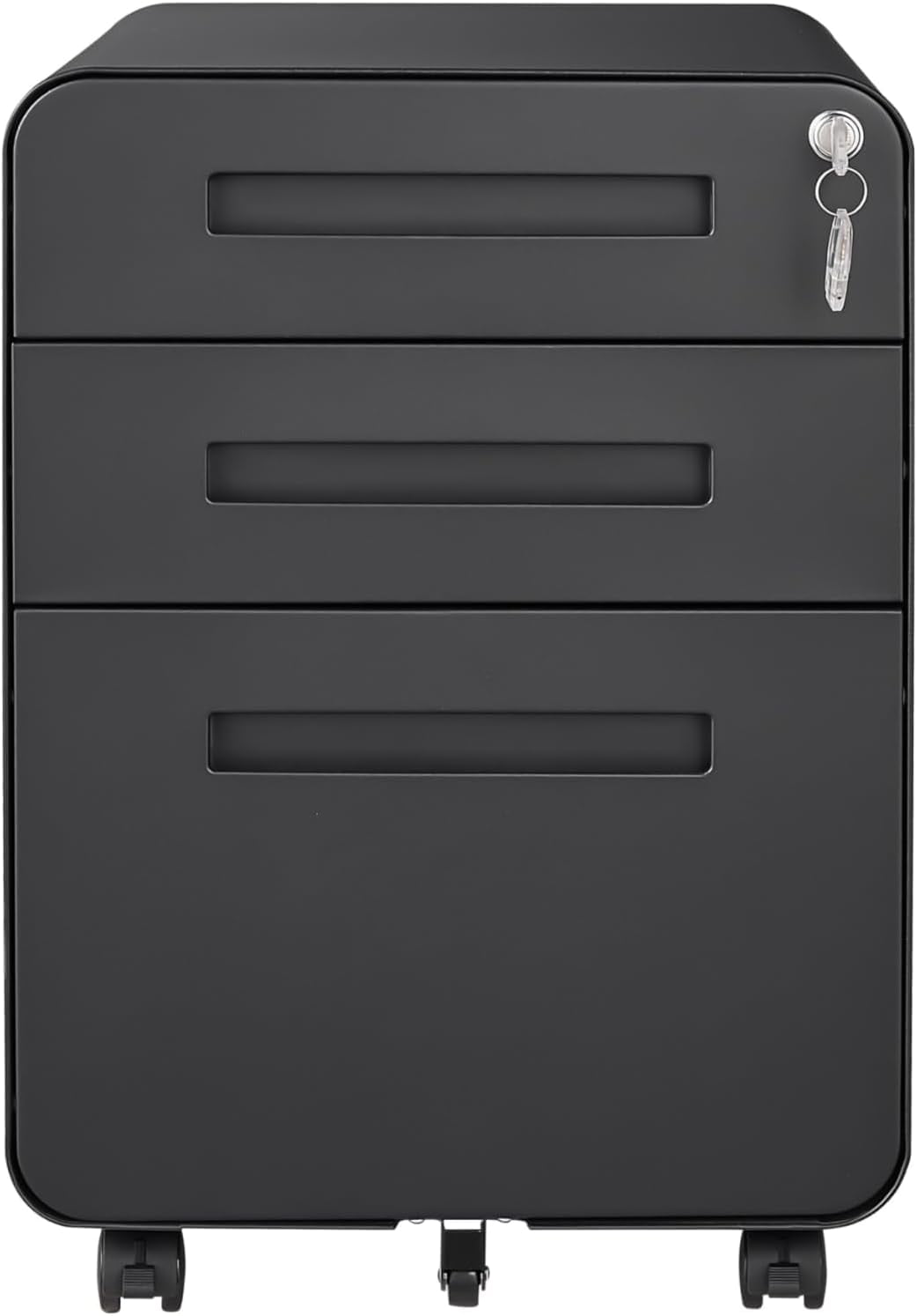 3-Drawer Mobile File Cabinet with Lock, Under-Desk Steel Rolling Cabinet for A4, Letter & Legal Files, 5-Wheel Anti-Tilt, Fully Assembled, Home Office, Black