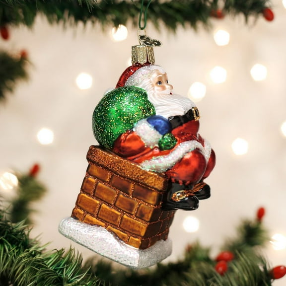 Old World Christmas Chimney Stop Santa Ornament