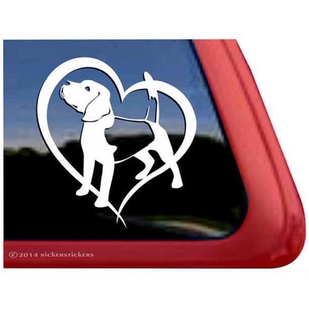 Beagle Love Heart Adhesive Vinyl Dog Window Decal