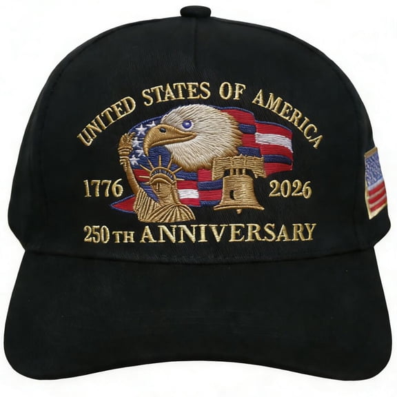 United States 250th Anniversary Hat,Eagle & Liberty Embroidery Patriotic Baseball Black Cap,250th Anniversary USA Hat