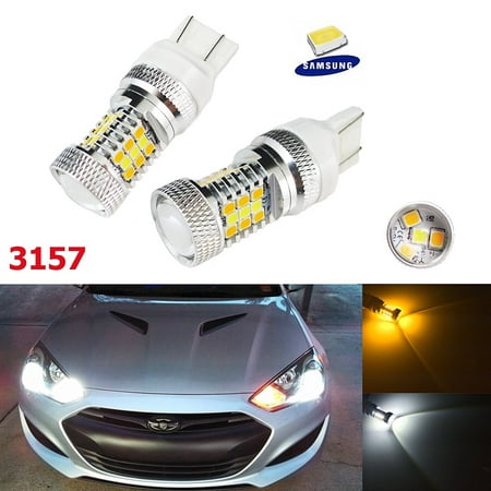Xotic Tech 2 PCS High Power 3157 Switchback White/Amber 31-SMD LED Bulbs For Front Turn Signal