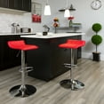thumbnail image 1 of 2 Pack Red Vinyl Adjustable Height Barstool with Quilted Wave Seat and Chrome Base, 1 of 8