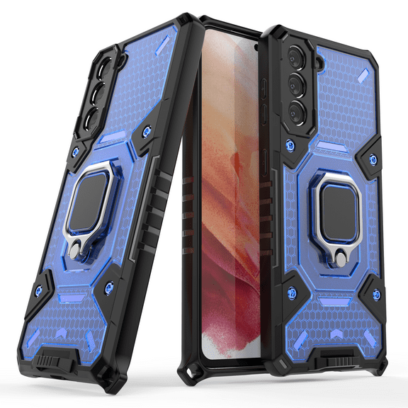 Dteck Compatible with Samsung Galaxy S22 Case with Ring Stand Soft TPU Silicone Shockproof Cover with Hand Strap For Samsung Galaxy S22 6.1 inch 2022,Blue