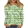 thumbnail image 1 of Staron Soldes de Liquidation T-Shirts de la Saint-Patrick pour Femmes Col Rond T-Shirts Graphiques Trèfle Irlandais Blouses Tops Tunique Bohème Décontractée Été Chemises Amples Décontractées, 1 of 5